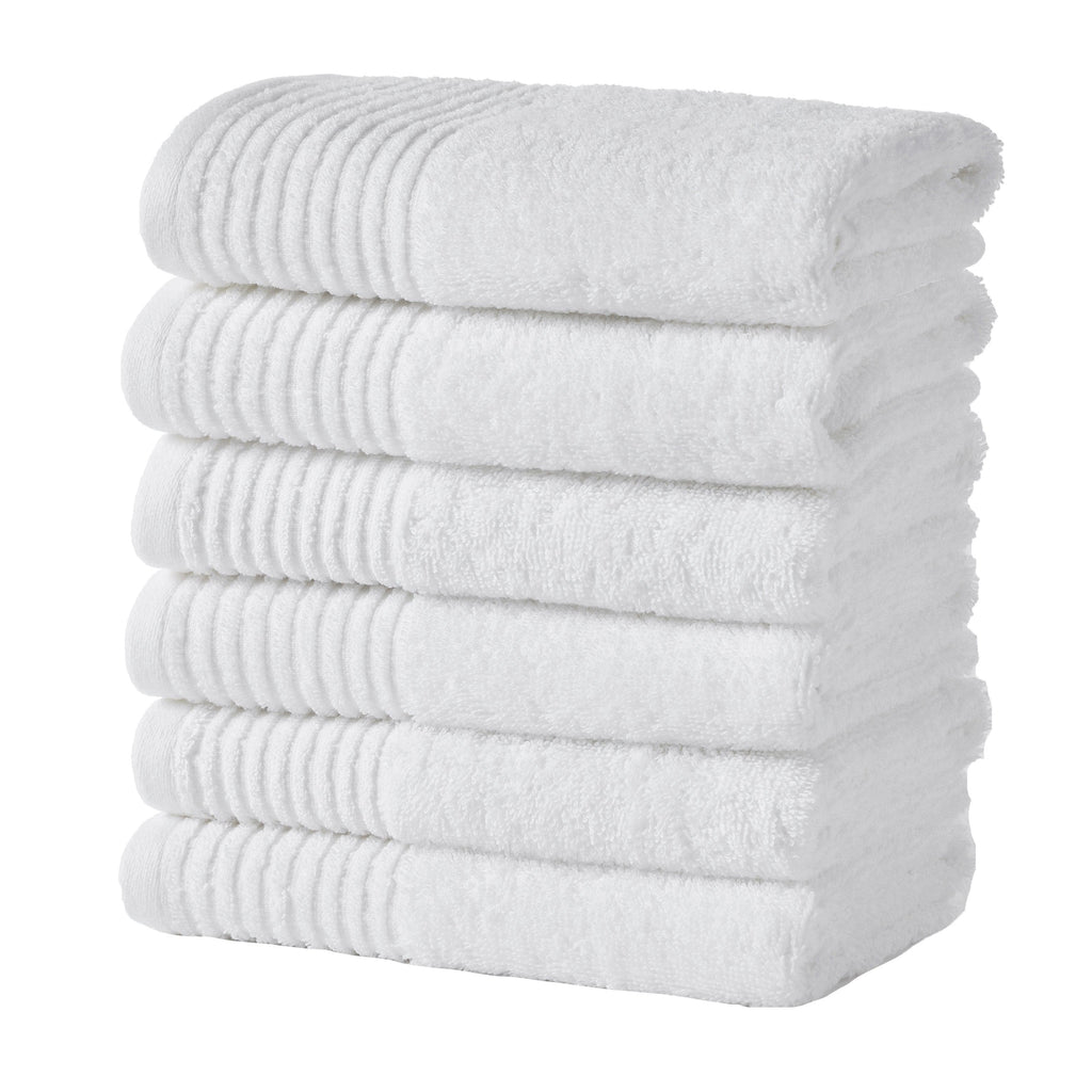 Great Bay Home Bath Towels White 6 Pack Cotton Hand Towels - Kasper Collection