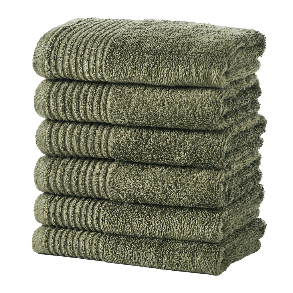Great Bay Home Bath Towels Olive 6 Pack Cotton Hand Towels - Kasper Collection