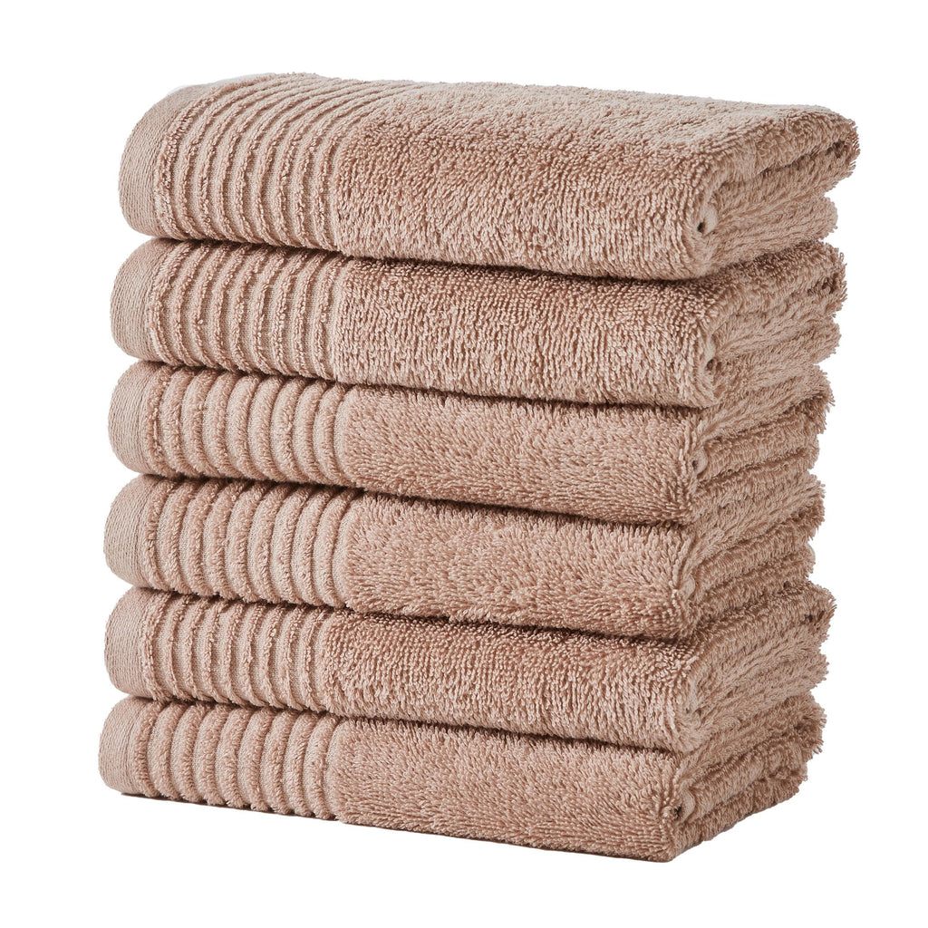 Great Bay Home Bath Towels Toffee 6 Pack Cotton Hand Towels - Kasper Collection