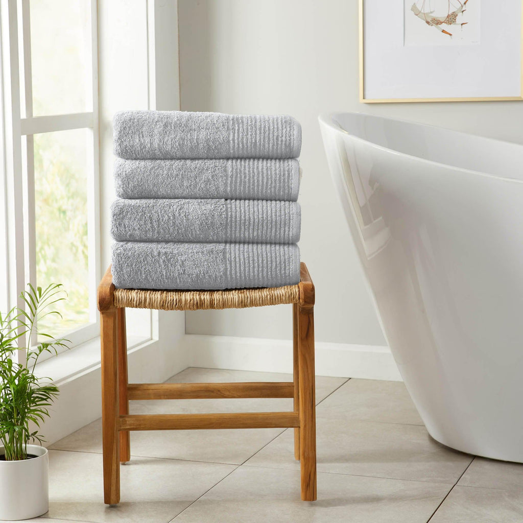 Great Bay Home Bath Towels 6 Pack Cotton Hand Towels - Kasper Collection 100% Cotton Ribbed Border Bath Towels | Kasper Collection by Great Bay Home