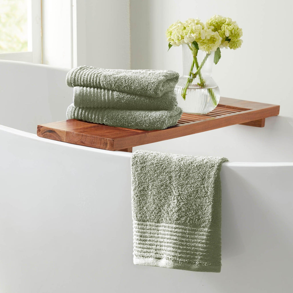 Great Bay Home Bath Towels 6 Piece Set Cotton Bath Towels - Kasper Collection 100% Cotton Ribbed Border Bath Towels | Kasper Collection by Great Bay Home