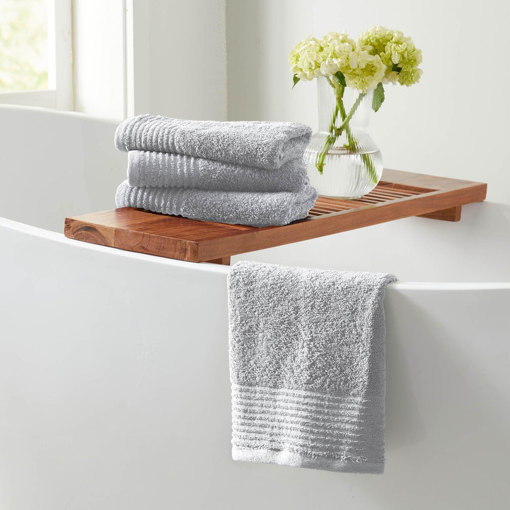 Great Bay Home Bath Towels 6 Piece Set Cotton Bath Towels - Kasper Collection 100% Cotton Ribbed Border Bath Towels | Kasper Collection by Great Bay Home