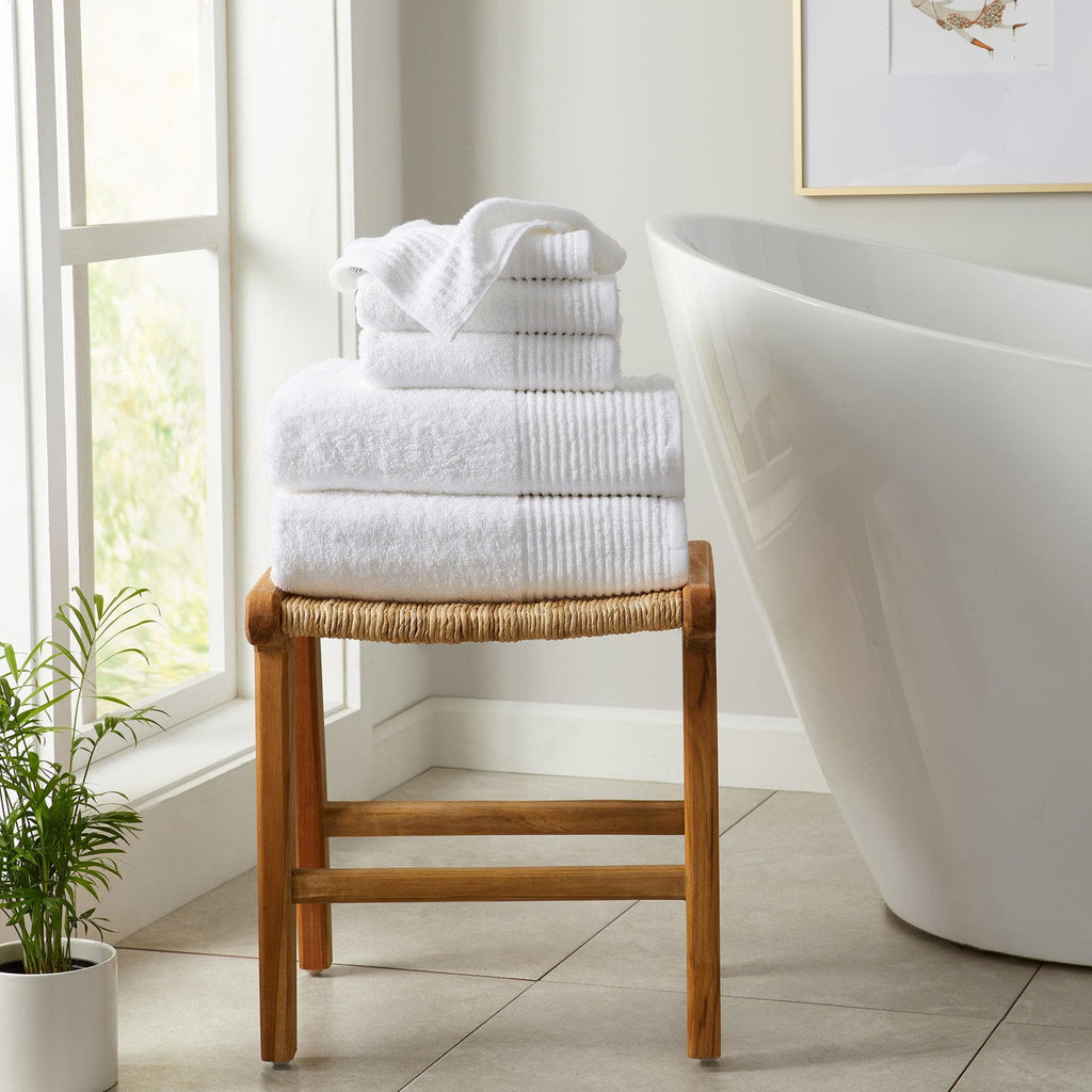 Great Bay Home Bath Towels 6 Piece Set / White 6 Piece Set Cotton Bath Towels - Kasper Collection 100% Cotton Ribbed Border Bath Towels | Kasper Collection by Great Bay Home