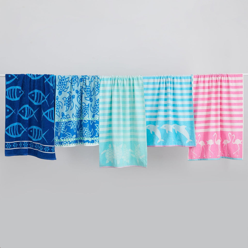 Great Bay Home Bath Towels Cotton Velour Beach Towel | Maui Collection by Great Bay Home