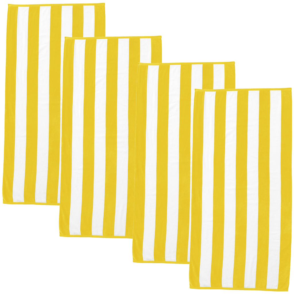 Great Bay Home 4 Pack - 30" x 60" / Yellow Cabana Stripe Beach Towels | Novia Collection by Great Bay Home Cabana Stripe Beach Towels | Novia Collection by Great Bay Home