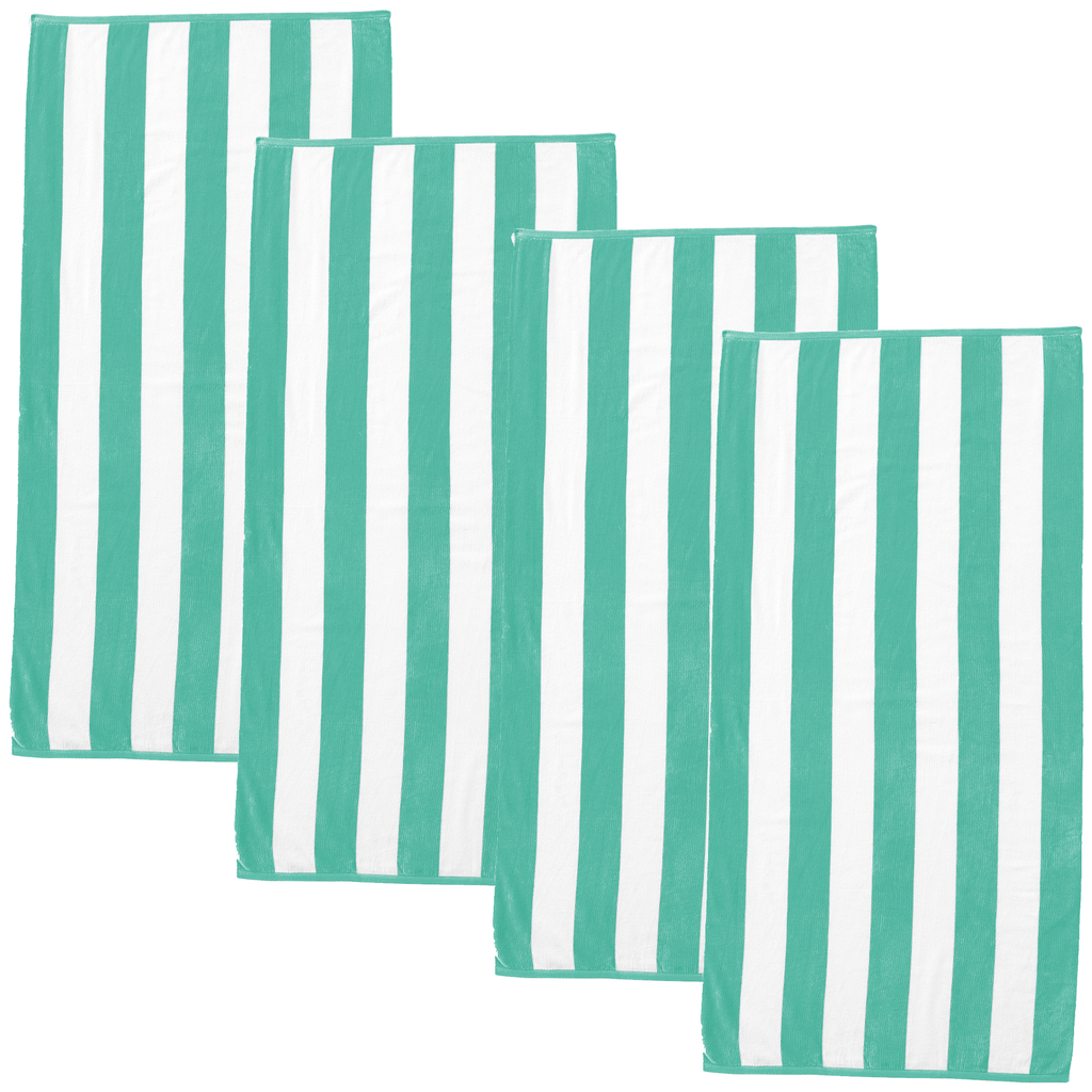 Great Bay Home 4 Pack - 30" x 60" / Teal Cabana Stripe Beach Towels | Novia Collection by Great Bay Home Cabana Stripe Beach Towels | Novia Collection by Great Bay Home