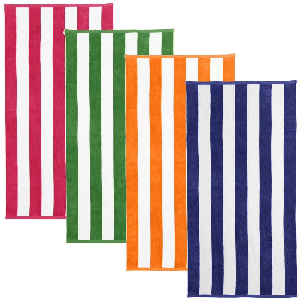 Great Bay Home 4 Pack - 30" x 60" / Multi-color 1 Cabana Stripe Beach Towels | Novia Collection by Great Bay Home Cabana Stripe Beach Towels | Novia Collection by Great Bay Home