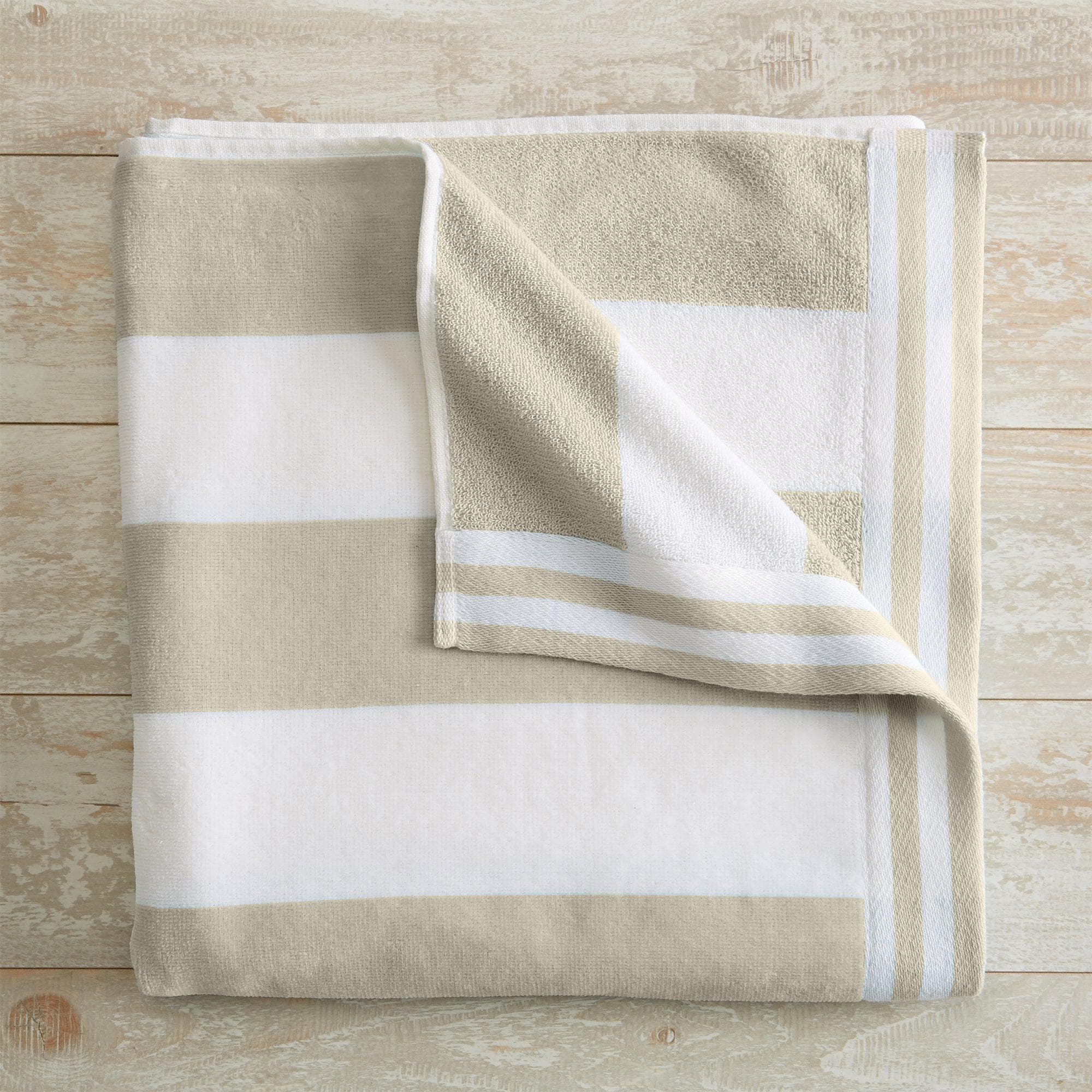Oversized Striped Cabana Beach Towel - Edgartown Collection - Pale Grey