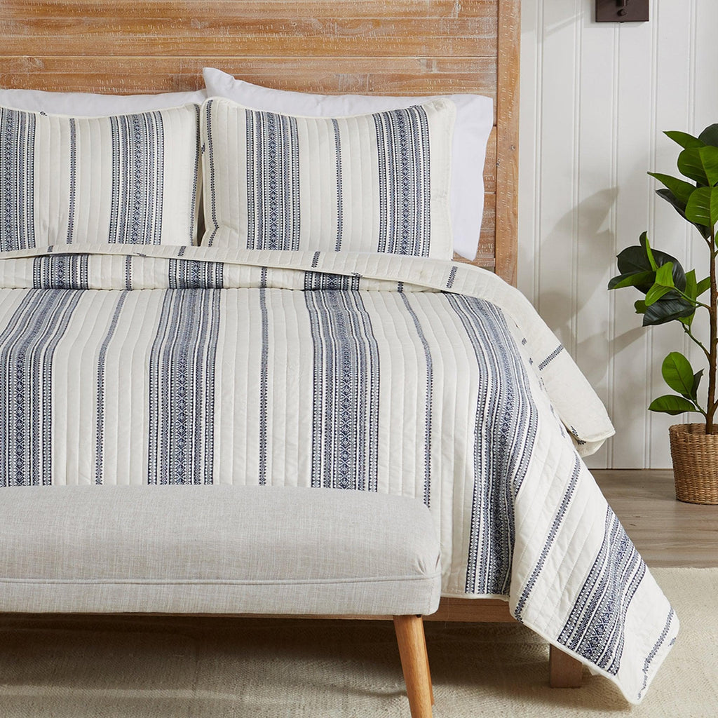 Great Bay Home Quilts 3-Piece Stripe Quilt - Wesley Collection Striped 3 Piece Quilt Set | Wesley Collection by Great Bay Home