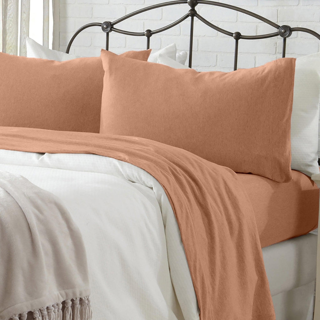 Great Bay Home Sheets Twin / Terracotta 4-Piece Jersey Sheet - Carmen Collection Cotton Blend Jersey Bed Sheet Set | Carmen Collection by Great Bay Home