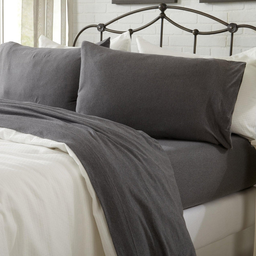 Great Bay Home Sheets Twin / Charcoal 4-Piece Jersey Sheet - Carmen Collection Cotton Blend Jersey Bed Sheet Set | Carmen Collection by Great Bay Home