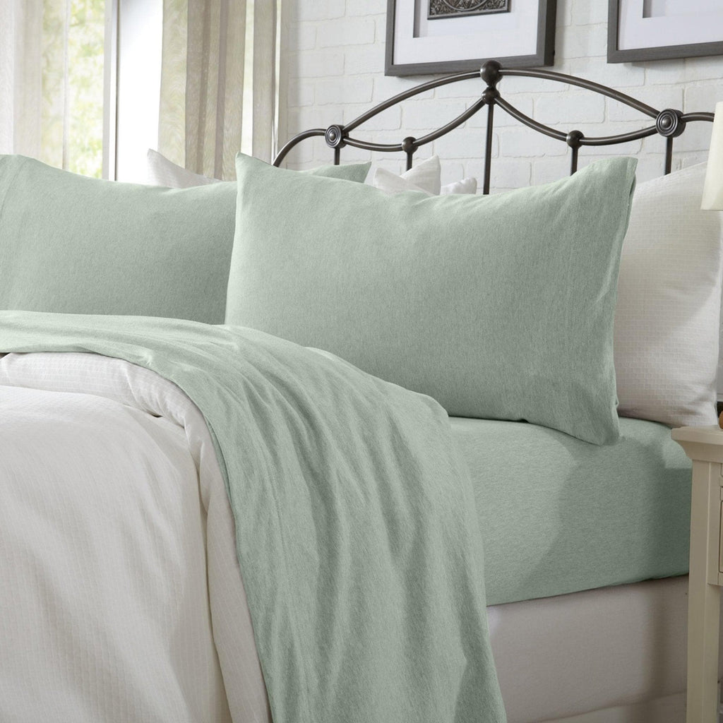 Great Bay Home Sheets Twin / Green 4-Piece Jersey Sheet - Carmen Collection Cotton Blend Jersey Bed Sheet Set | Carmen Collection by Great Bay Home