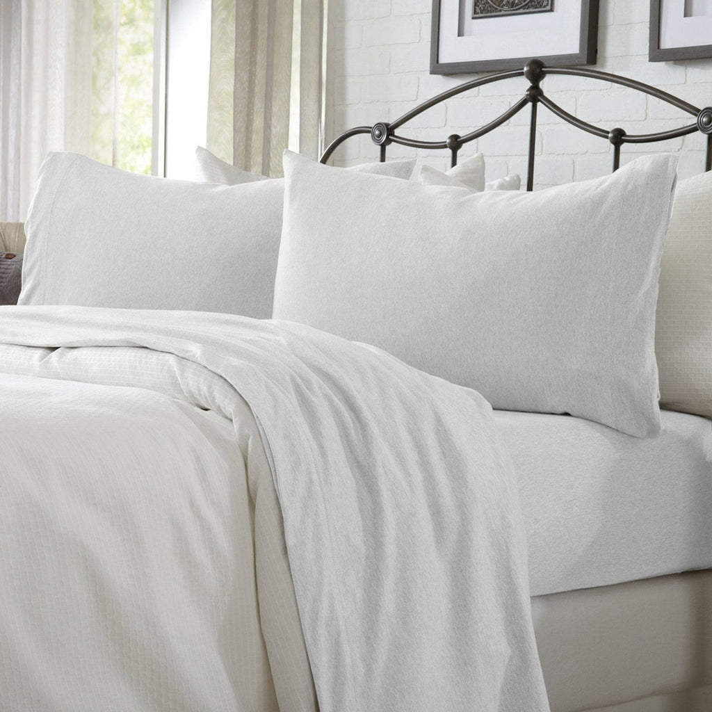 Great Bay Home Sheets Twin / Winter White 4-Piece Jersey Sheet - Carmen Collection Cotton Blend Jersey Bed Sheet Set | Carmen Collection by Great Bay Home