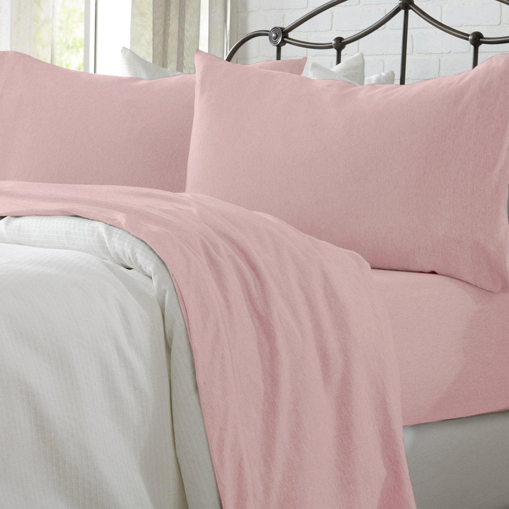 Great Bay Home Sheets Twin XL / Pink 4-Piece Jersey Sheet - Carmen Collection Cotton Blend Jersey Bed Sheet Set | Carmen Collection by Great Bay Home