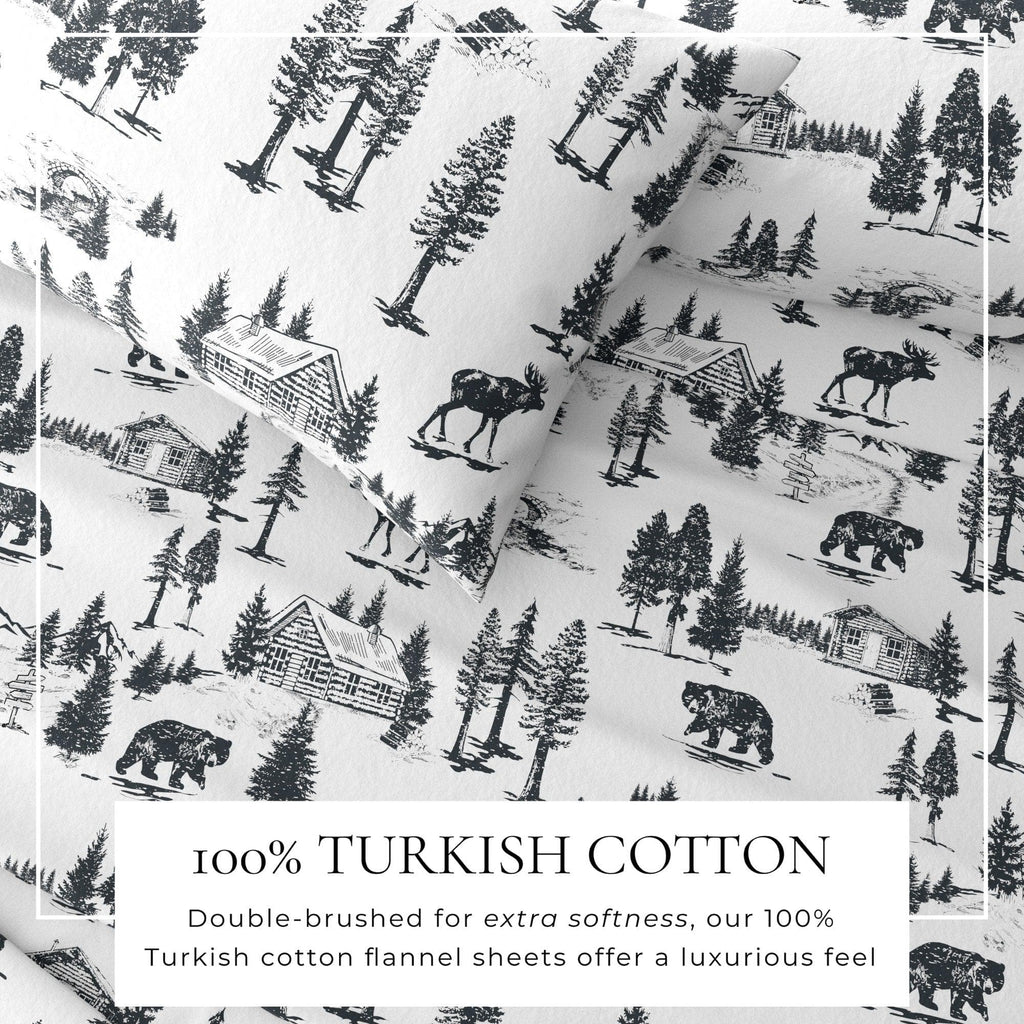 Great Bay Home Sheets 4-Piece Turkish Cotton Flannel Sheet - Lakeview Collection 100% Turkish Cotton Flannel Sheet Sets | Lakeview Collection by Great Bay Home