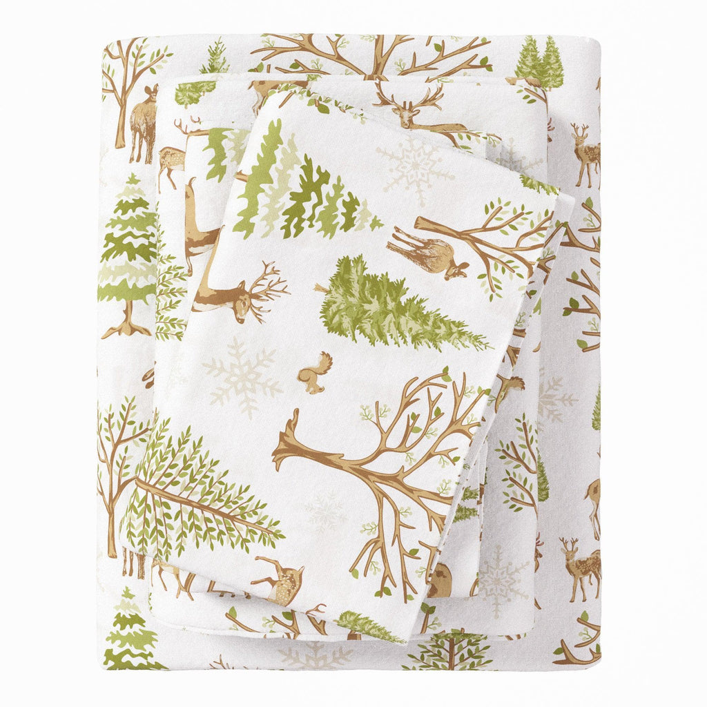 Great Bay Home Sheets Twin / The New Enchanted Woods 4-Piece Turkish Cotton Flannel Sheet - Lakeview Collection 100% Turkish Cotton Flannel Sheet Sets | Lakeview Collection by Great Bay Home