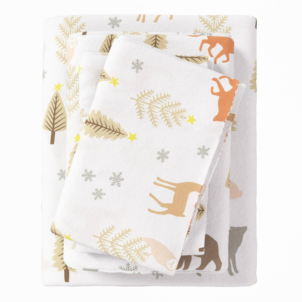 Great Bay Home Sheets Twin / Roaming Animals 4-Piece Turkish Cotton Flannel Sheet - Stratton Collection 100% Cotton Flannel Sheet Set | Stratton Collection By Great Bay Home