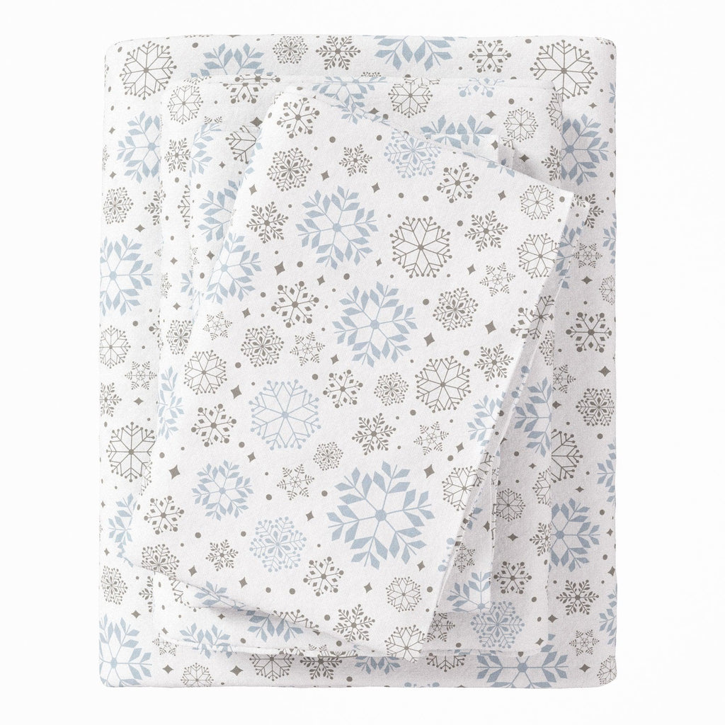 Great Bay Home Sheets Twin / Snowflakes 4-Piece Turkish Cotton Flannel Sheet - Stratton Collection 100% Cotton Flannel Sheet Set | Stratton Collection By Great Bay Home