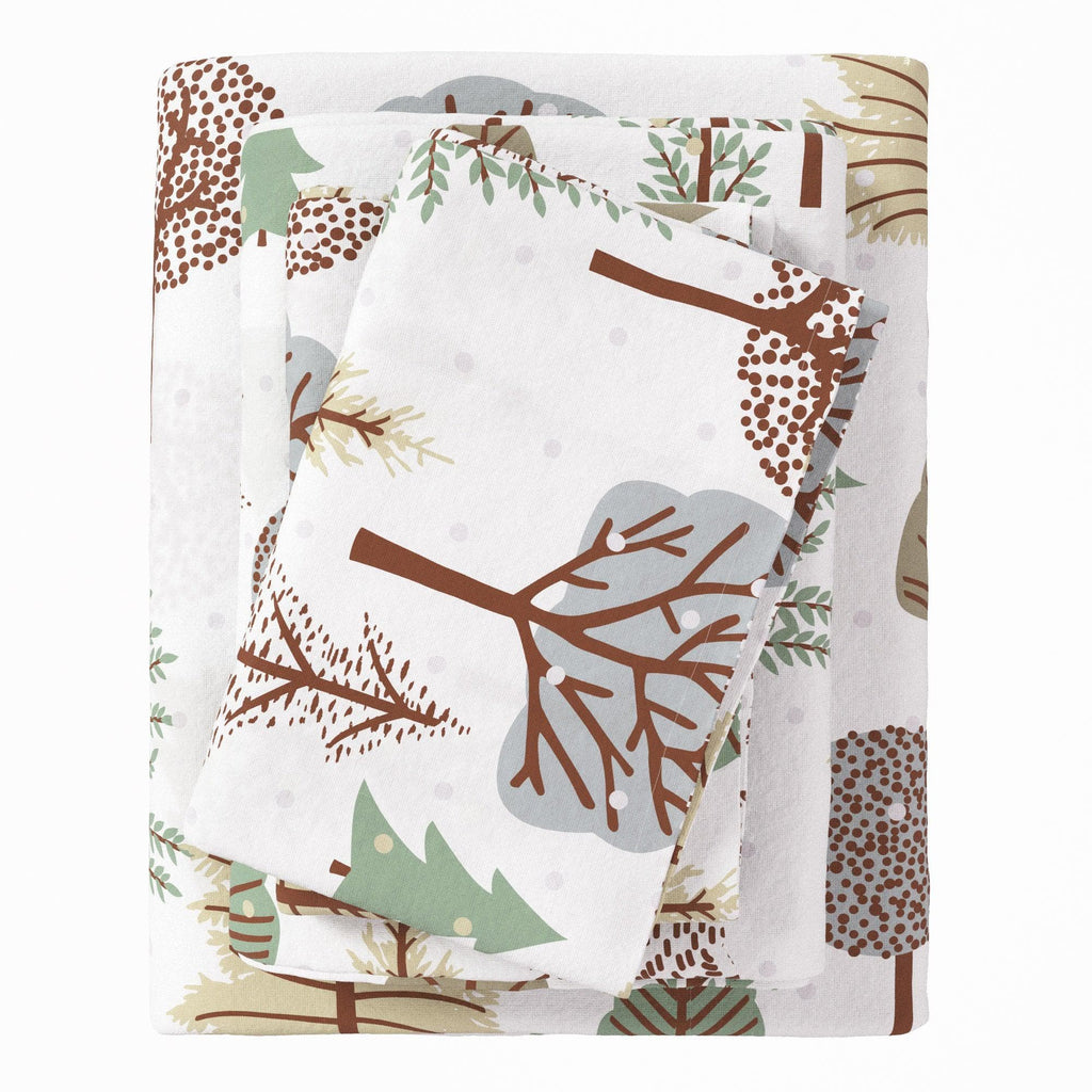 Great Bay Home Sheets Twin / Snowy Forest 4-Piece Turkish Cotton Flannel Sheet - Stratton Collection 100% Cotton Flannel Sheet Set | Stratton Collection By Great Bay Home