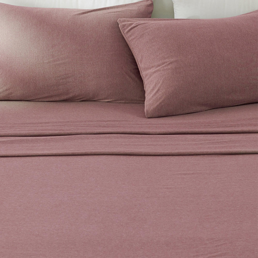 Great Bay Home Sheets California King / Heathered Dusty Rose Cotton Jersey Bed Sheet Set | Carmen Collection by Great Bay Home