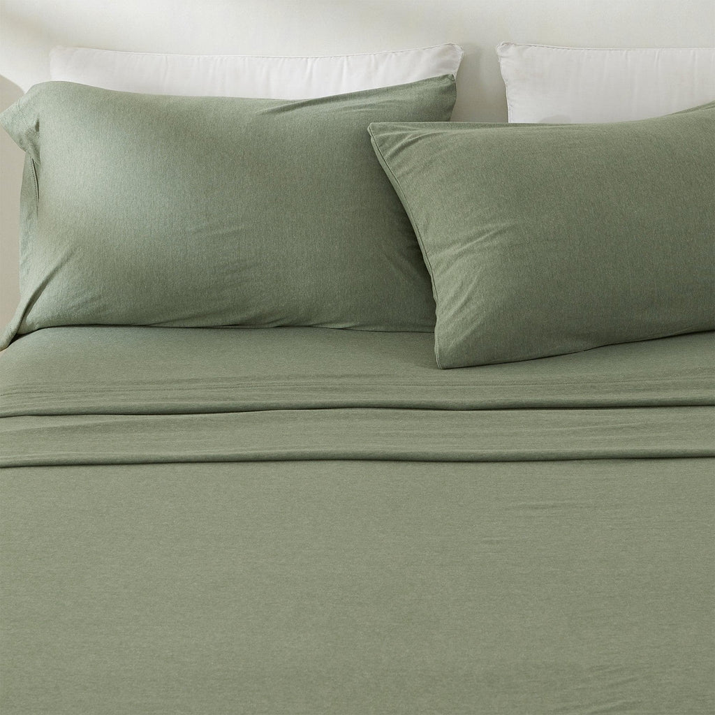 Great Bay Home Sheets California King / Heathered Olive Cotton Jersey Bed Sheet Set | Carmen Collection by Great Bay Home