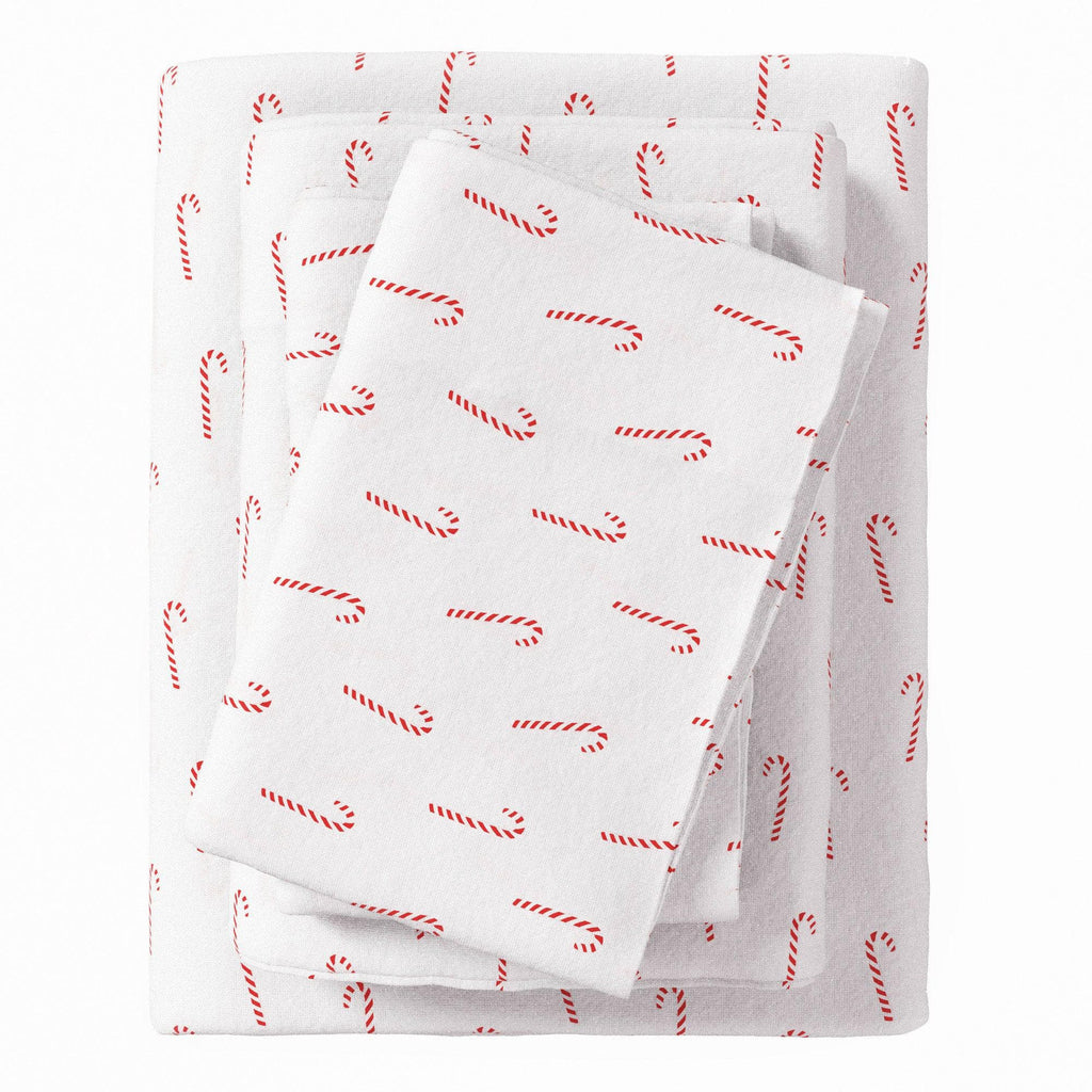 greatbayhome Twin / Candy Canes 100% Turkish Cotton Flannel Sheet Sets - Boulder Collection 100% Turkish Cotton Flannel Sheet Sets | Boulder Collection by Great Bay Home