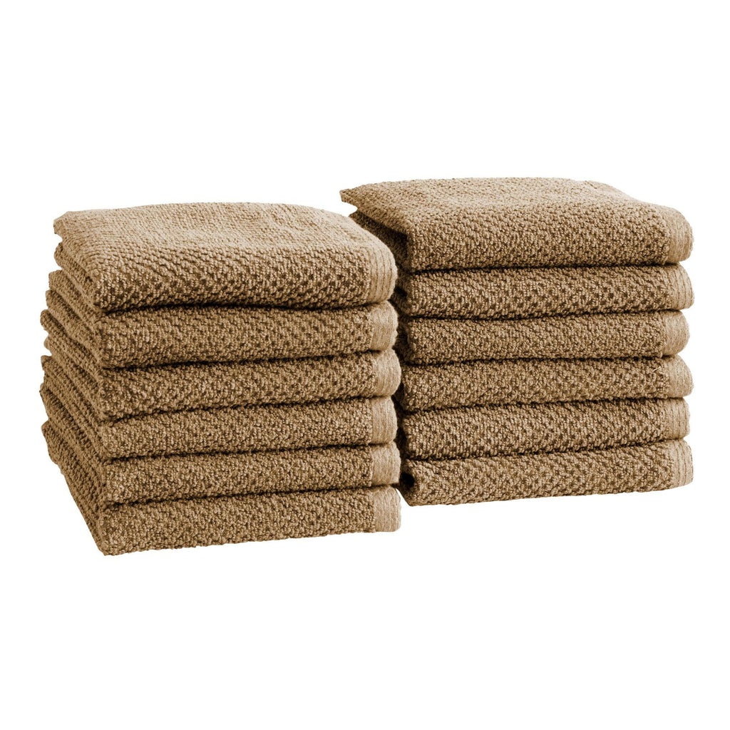 greatbayhome Washcloths (Pack of 12) / Mocha 12 Pack Cotton Textured Washcloths - Acacia Collection 12-Pack Ultra Absorbent Popcorn Washcloths | Acacia Collection by Great Bay Home