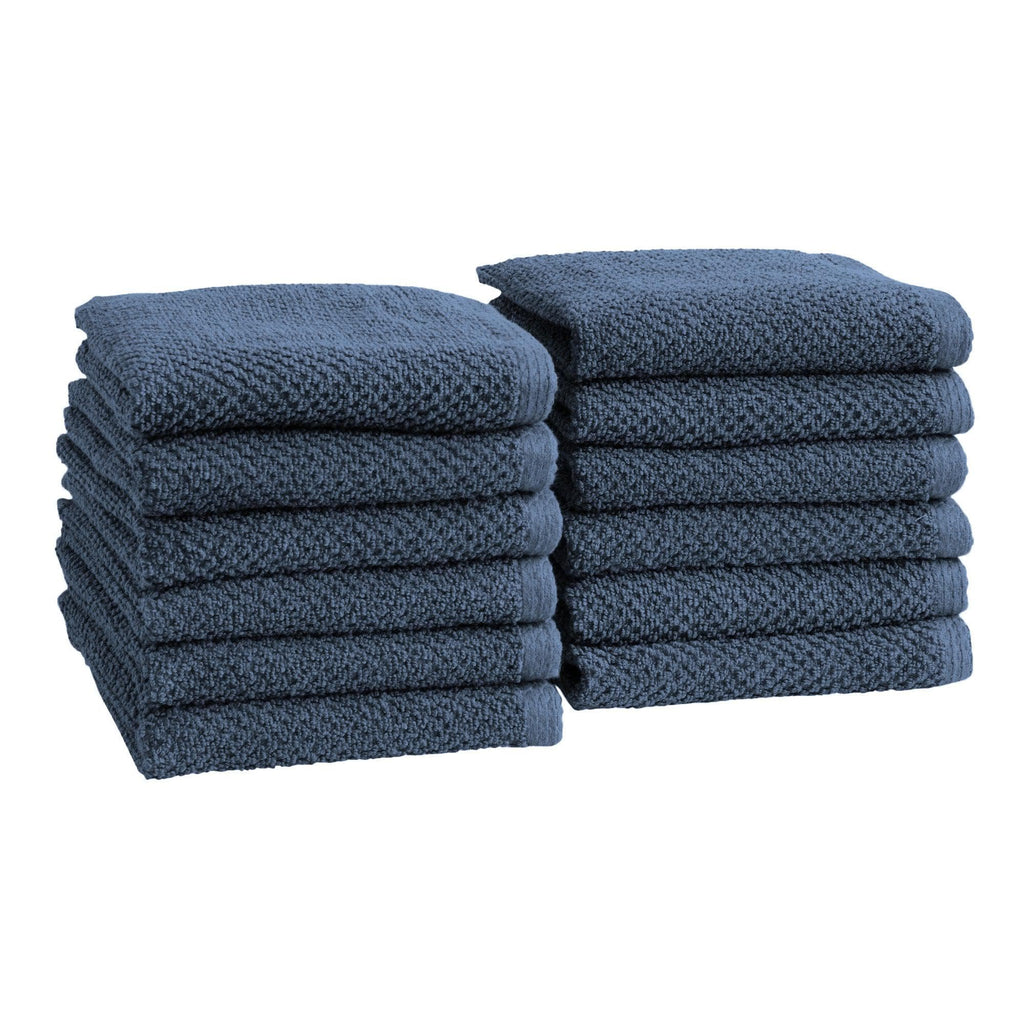 greatbayhome Washcloths (Pack of 12) / Stone Blue 12 Pack Cotton Textured Washcloths - Acacia Collection 12-Pack Ultra Absorbent Popcorn Washcloths | Acacia Collection by Great Bay Home