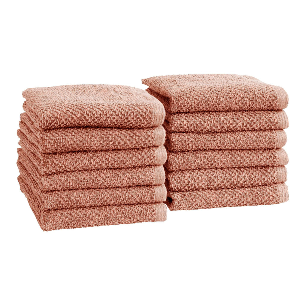 greatbayhome Washcloths (Pack of 12) / Dusty Rose 12 Pack Cotton Textured Washcloths - Acacia Collection 12-Pack Ultra Absorbent Popcorn Washcloths | Acacia Collection by Great Bay Home