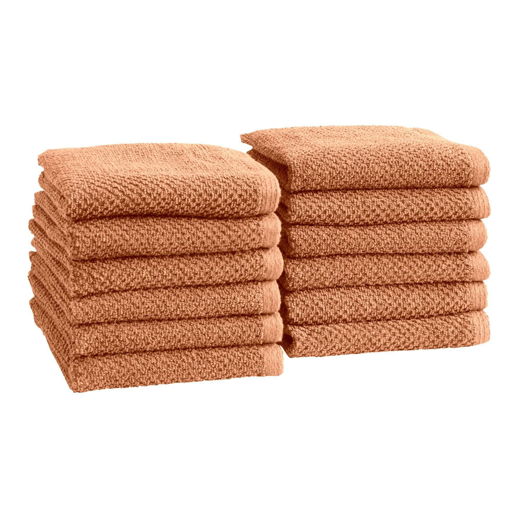 greatbayhome Washcloths (Pack of 12) / Clay 12 Pack Cotton Textured Washcloths - Acacia Collection 12-Pack Ultra Absorbent Popcorn Washcloths | Acacia Collection by Great Bay Home