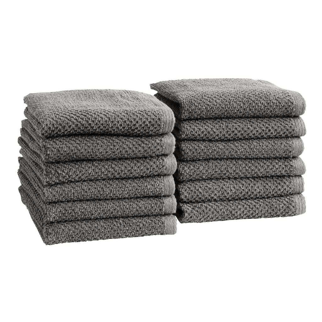 greatbayhome Washcloths (Pack of 12) / Dark Grey 12 Pack Cotton Textured Washcloths - Acacia Collection 12-Pack Ultra Absorbent Popcorn Washcloths | Acacia Collection by Great Bay Home