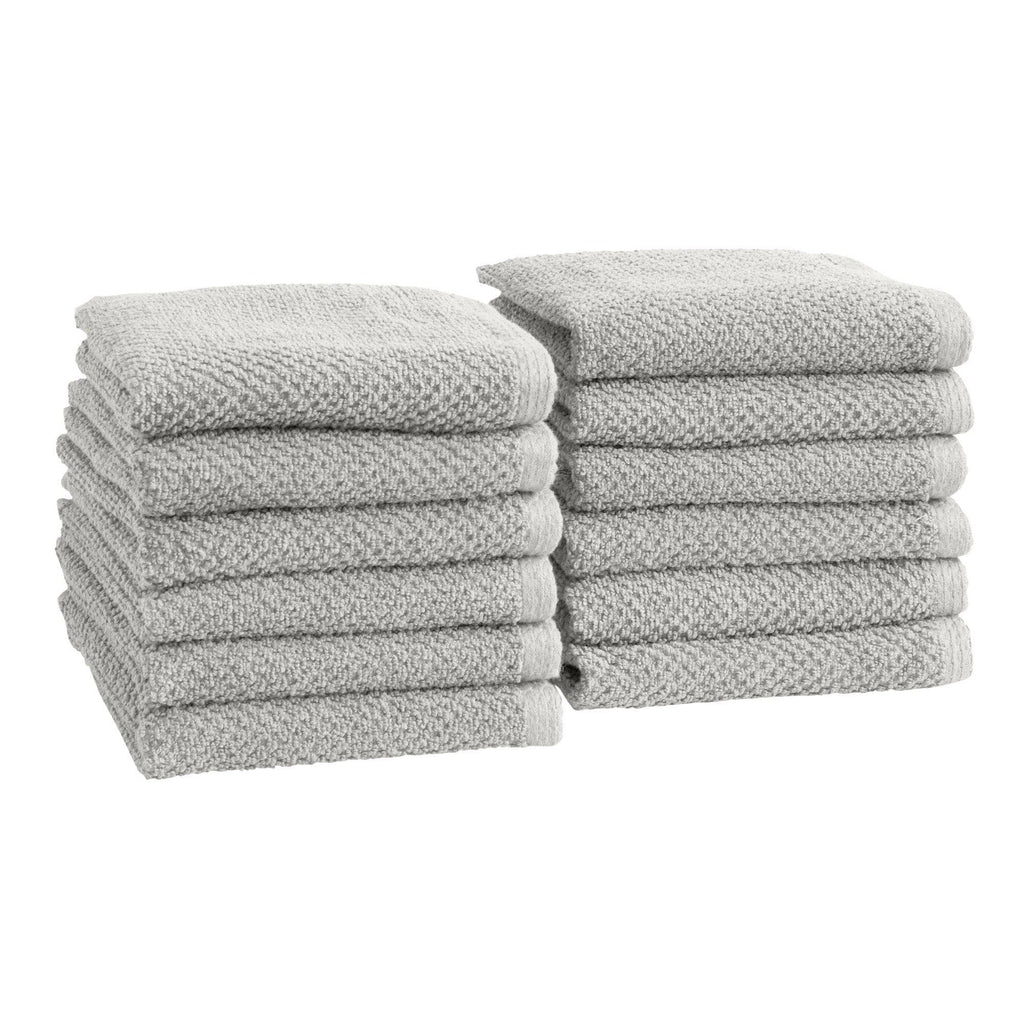 greatbayhome Washcloths (Pack of 12) / Light Grey 12 Pack Cotton Textured Washcloths - Acacia Collection 12-Pack Ultra Absorbent Popcorn Washcloths | Acacia Collection by Great Bay Home