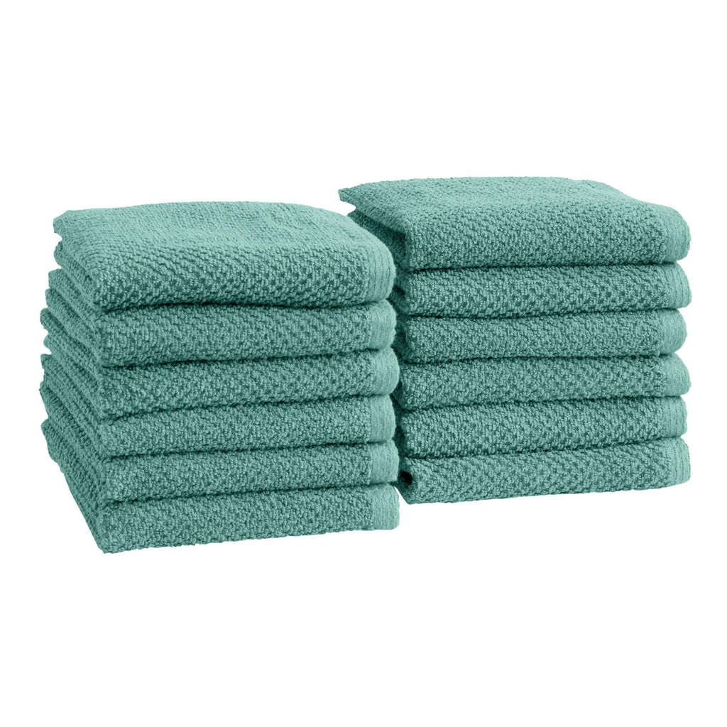 greatbayhome Washcloths (Pack of 12) / Mineral Blue 12 Pack Cotton Textured Washcloths - Acacia Collection 12-Pack Ultra Absorbent Popcorn Washcloths | Acacia Collection by Great Bay Home