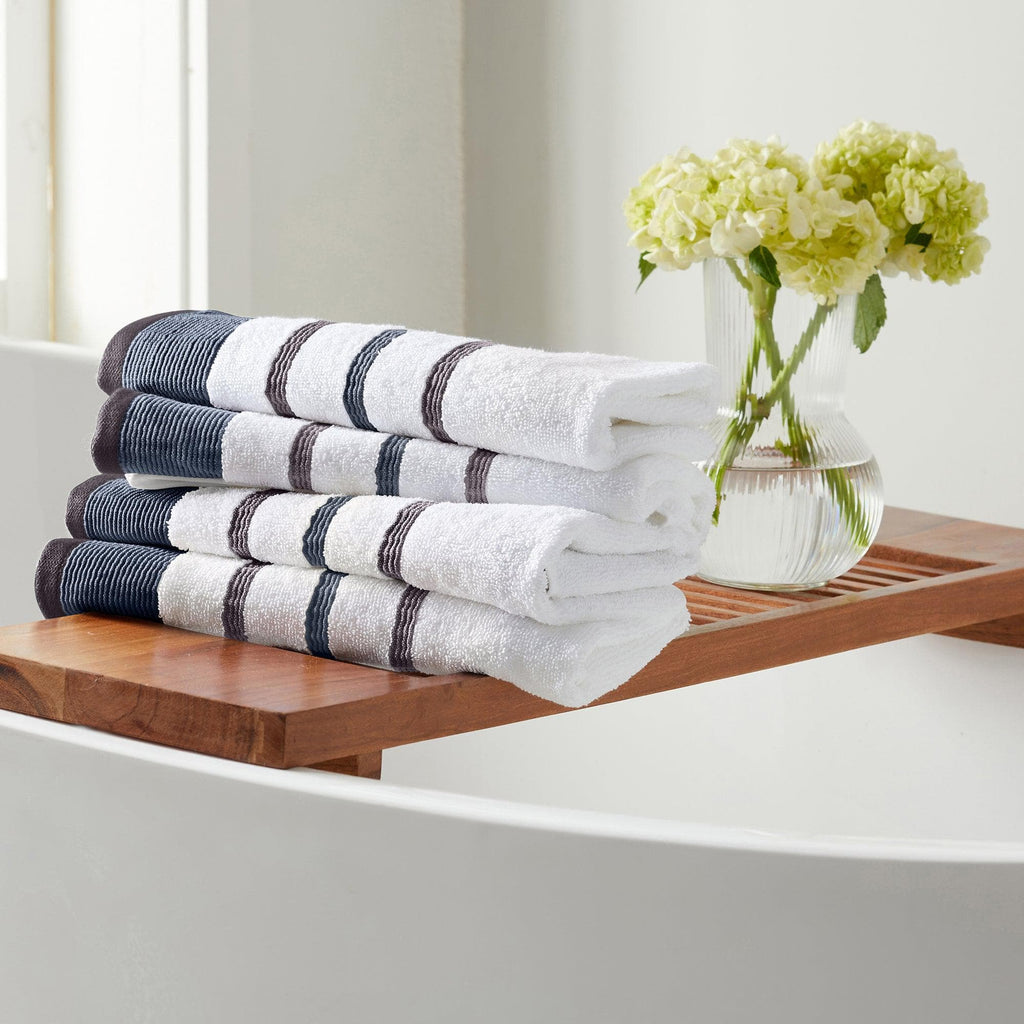 greatbayhome 6-Piece Cotton Stripe Bath Towel Set - Noelle Collection 6-Piece Combed Cotton Bath Towel | Noelle Collection by Great Bay Home