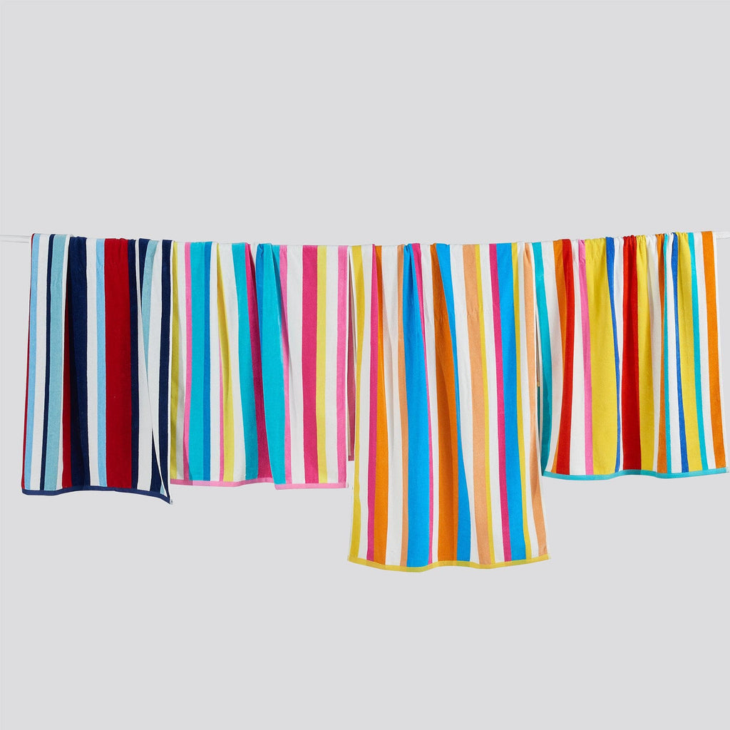 greatbayhome Beach Towels 4 Pack- 30" x 60" / Multi Colorful Stripes 4 Pack Cotton Cabana Beach Towel - Novia Collection 4 Pack Cabana Stripe Beach Towels | Novia Collection by Great Bay Home