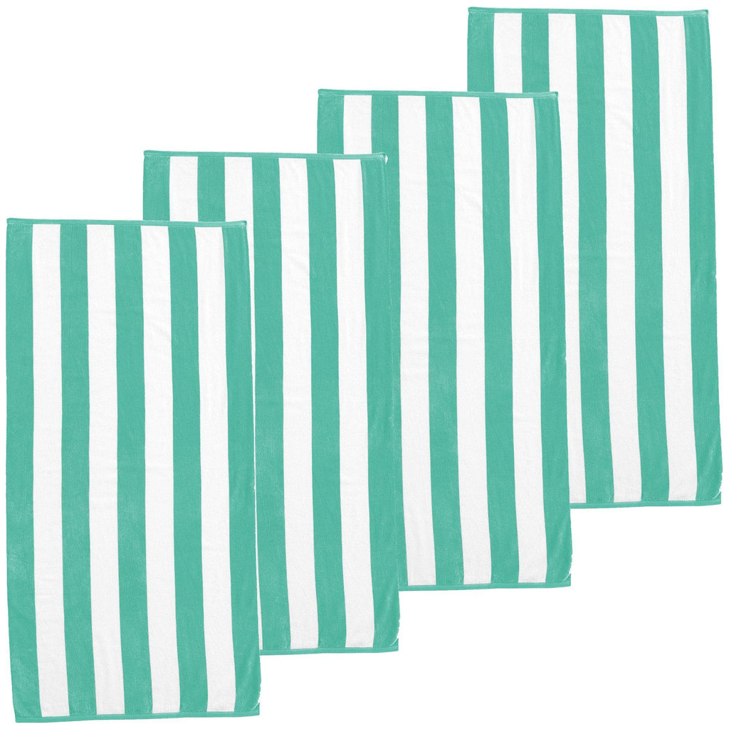 greatbayhome Beach Towels 4 Pack- 30" x 60" / Teal 4 Pack Cotton Cabana Beach Towel - Novia Collection 4 Pack Cabana Stripe Beach Towels | Novia Collection by Great Bay Home