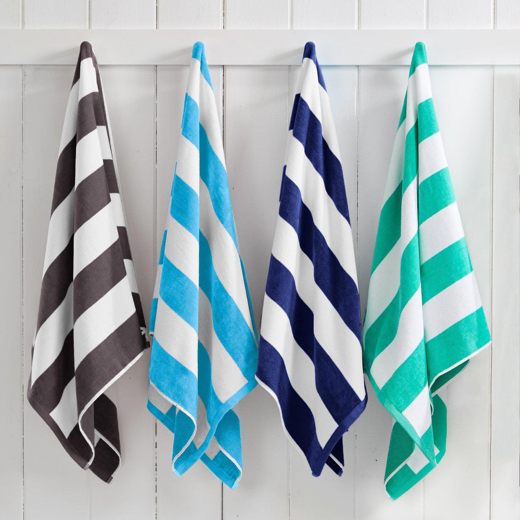 greatbayhome Beach Towels 4 Pack Cotton Cabana Oversized Beach Towel - Novia Collection 4 Pack Oversized Cabana Stripe Beach Towels | Novia Collection by Great Bay Home