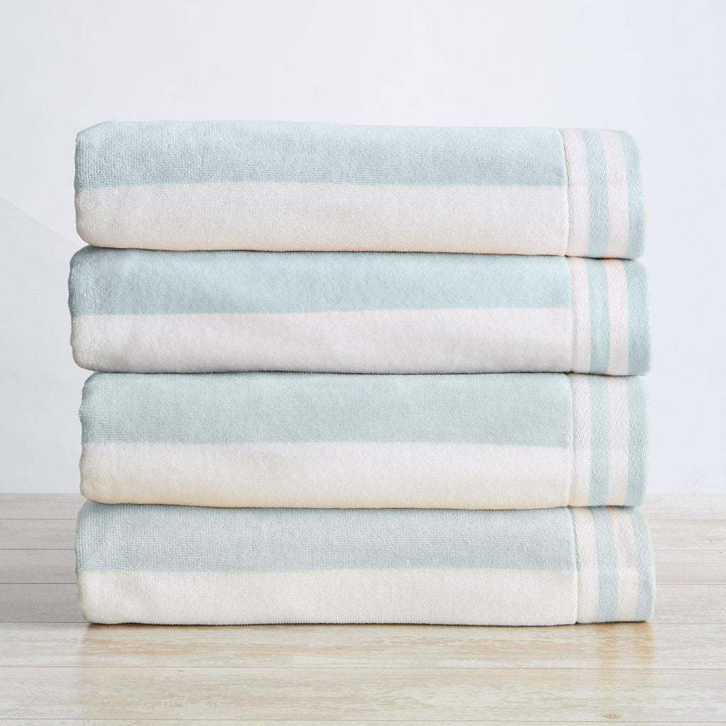 greatbayhome Beach Towels 4 Pack- 35" x 70" / Light Blue 4 Pack Striped Cabana Oversized Beach Towel - Edgartown Oversized 4 Pack Striped Cabana Beach Towel | Edgartown Collection by Great Bay Home