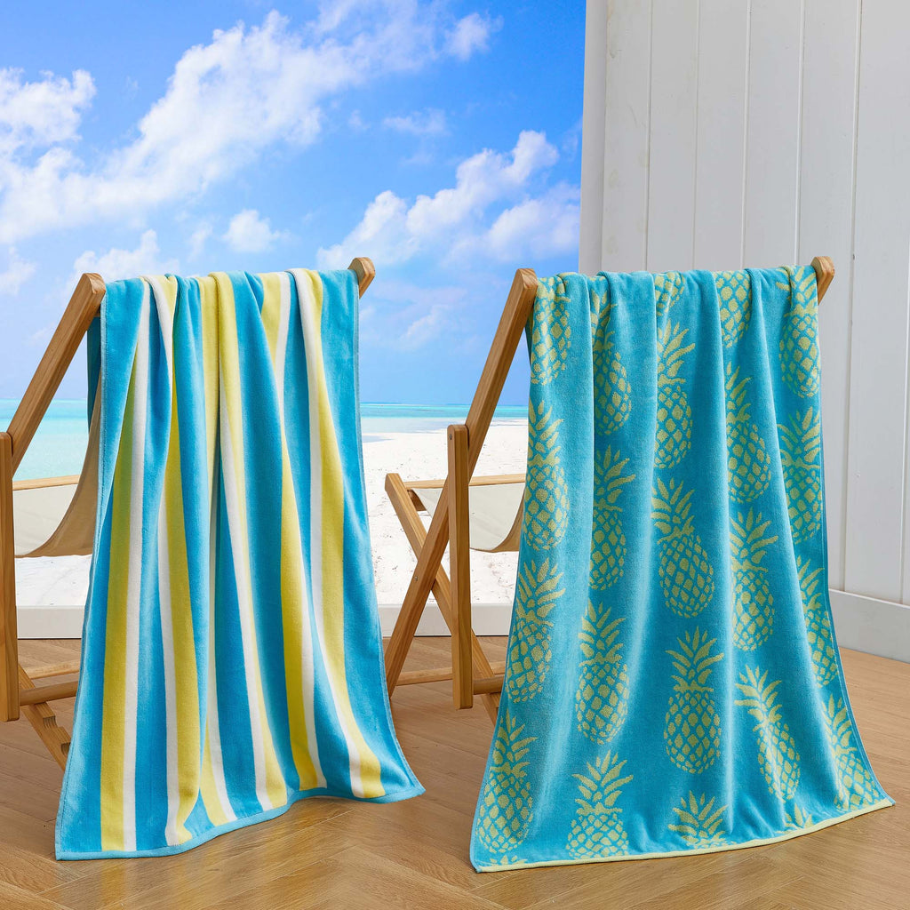 greatbayhome Beach Towels Cotton Velour Beach Towel - Maui Collection Cotton Velour Beach Towel | Maui Collection by Great Bay Home