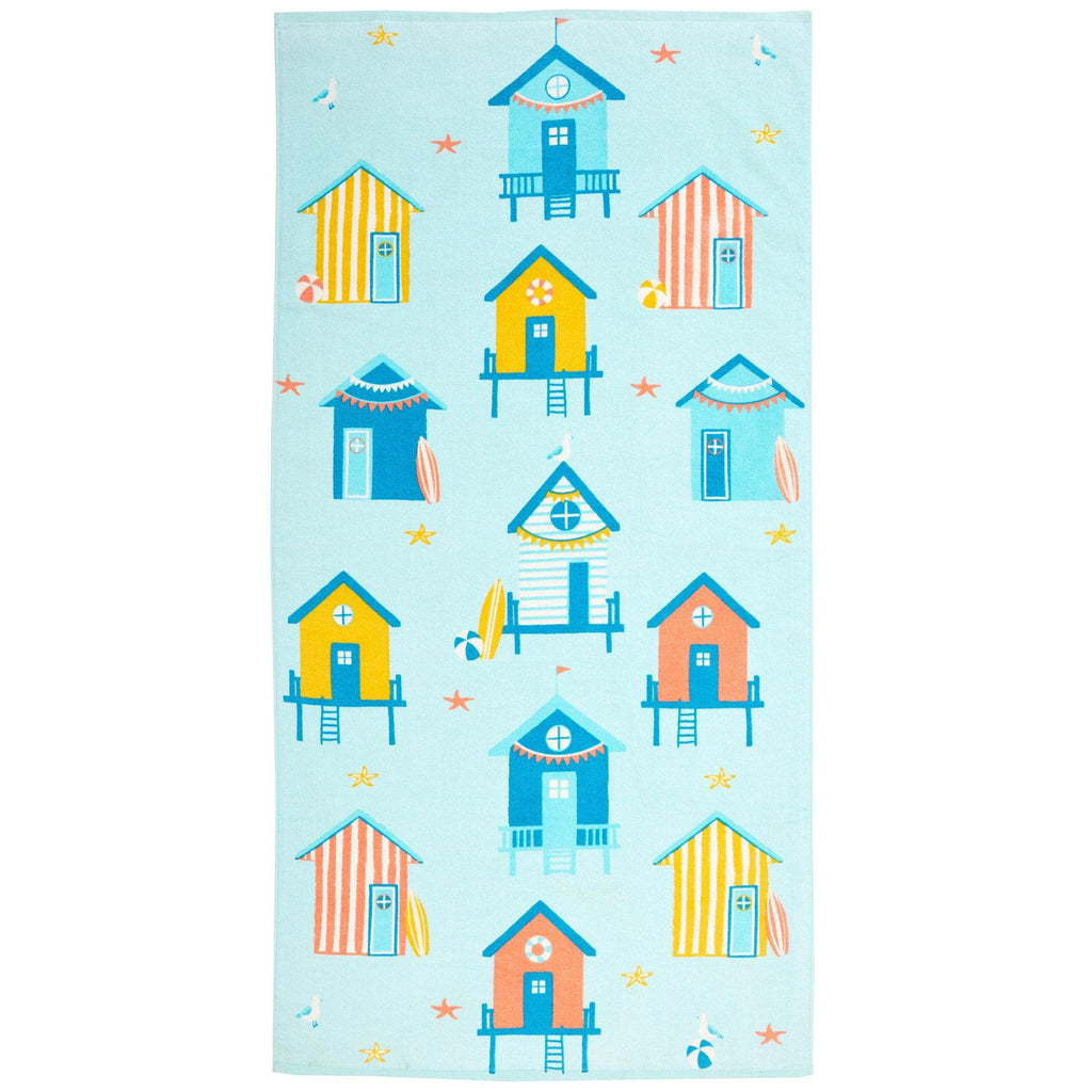 greatbayhome Beach Towels 30" x 60" / Beach Huts Vibrant Kids Beach Towel - Keilani Collection Vibrant Printed Beach Towels | Keilani Collection by Great Bay Home