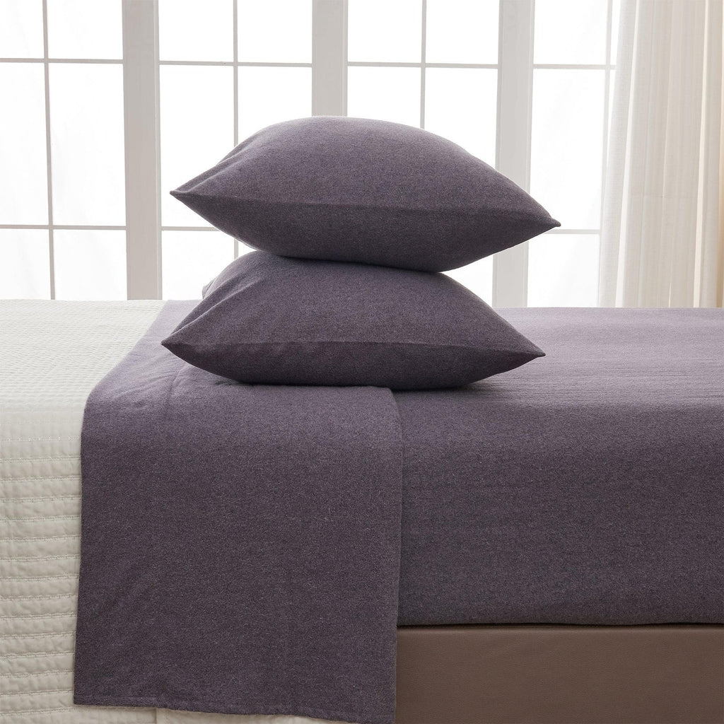 greatbayhome Bed Sheets Twin / Heathered Acai Purple 4 Piece Heathered Solid Flannel Sheet Sets - Anders Collection 4 Piece Heathered Solid Cotton Blend Flannel Sheet Set | Anders Collection by Great Bay Home