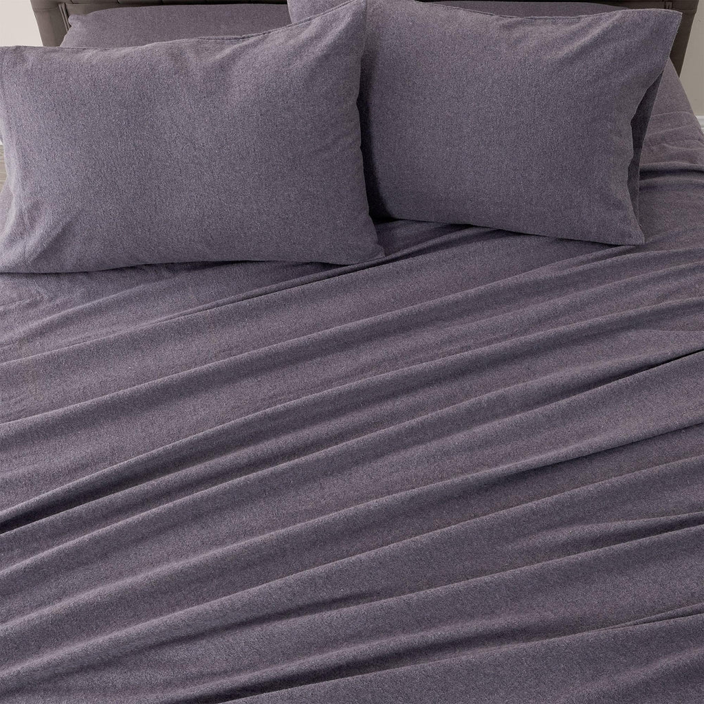 greatbayhome Bed Sheets 4 Piece Heathered Solid Flannel Sheet Sets - Anders Collection 4 Piece Heathered Solid Cotton Blend Flannel Sheet Set | Anders Collection by Great Bay Home