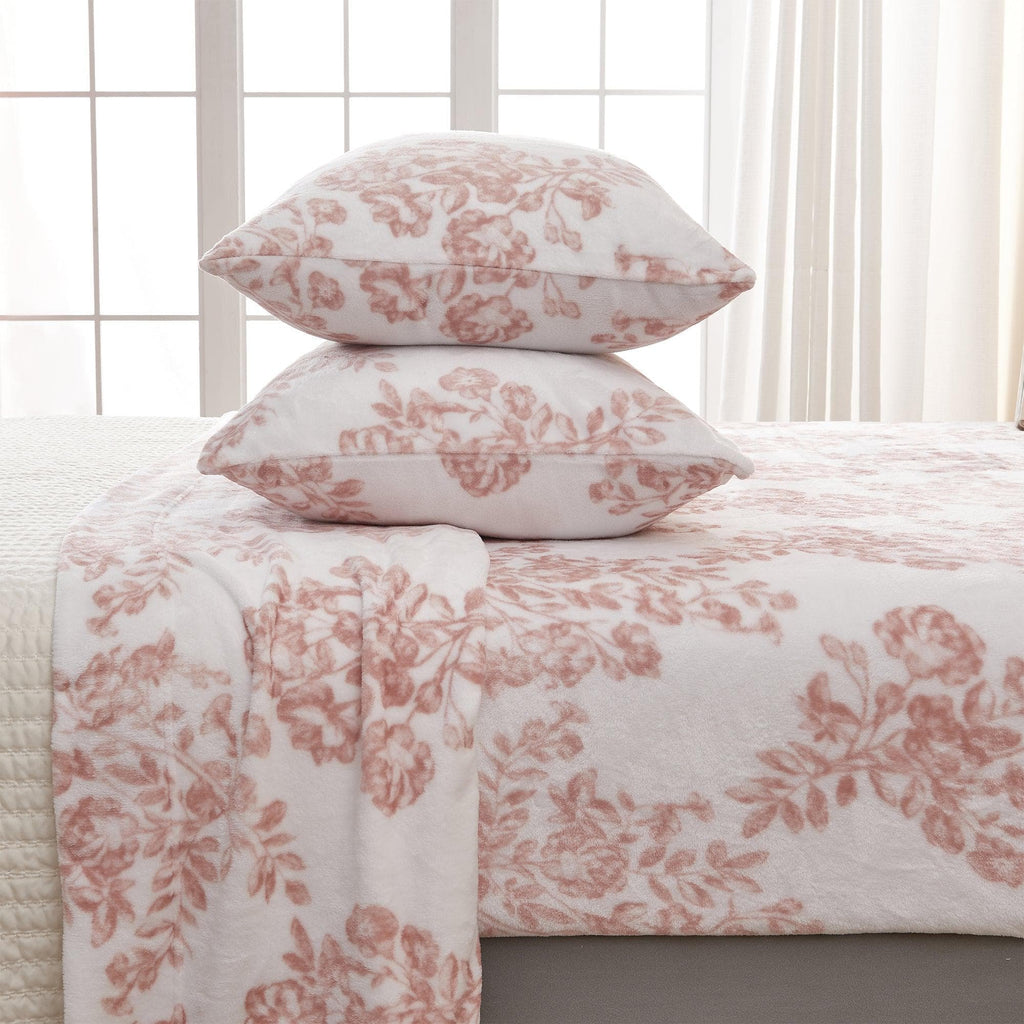 greatbayhome Bed Sheets Queen / Toile - Blush Pink 4-Piece Printed Plush Sheet - Velvet Luxe Collection Cozy Velvet Plush Sheet Set | Velvet Luxe Collection by Great Bay Home