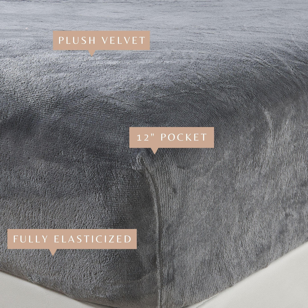 greatbayhome Bed Sheets Solid Plush Fitted Sheet - Velvet Luxe Collection 4-Piece Solid Jewel-Toned Plush Sheet | Velvet Luxe Collection By Great Bay Home