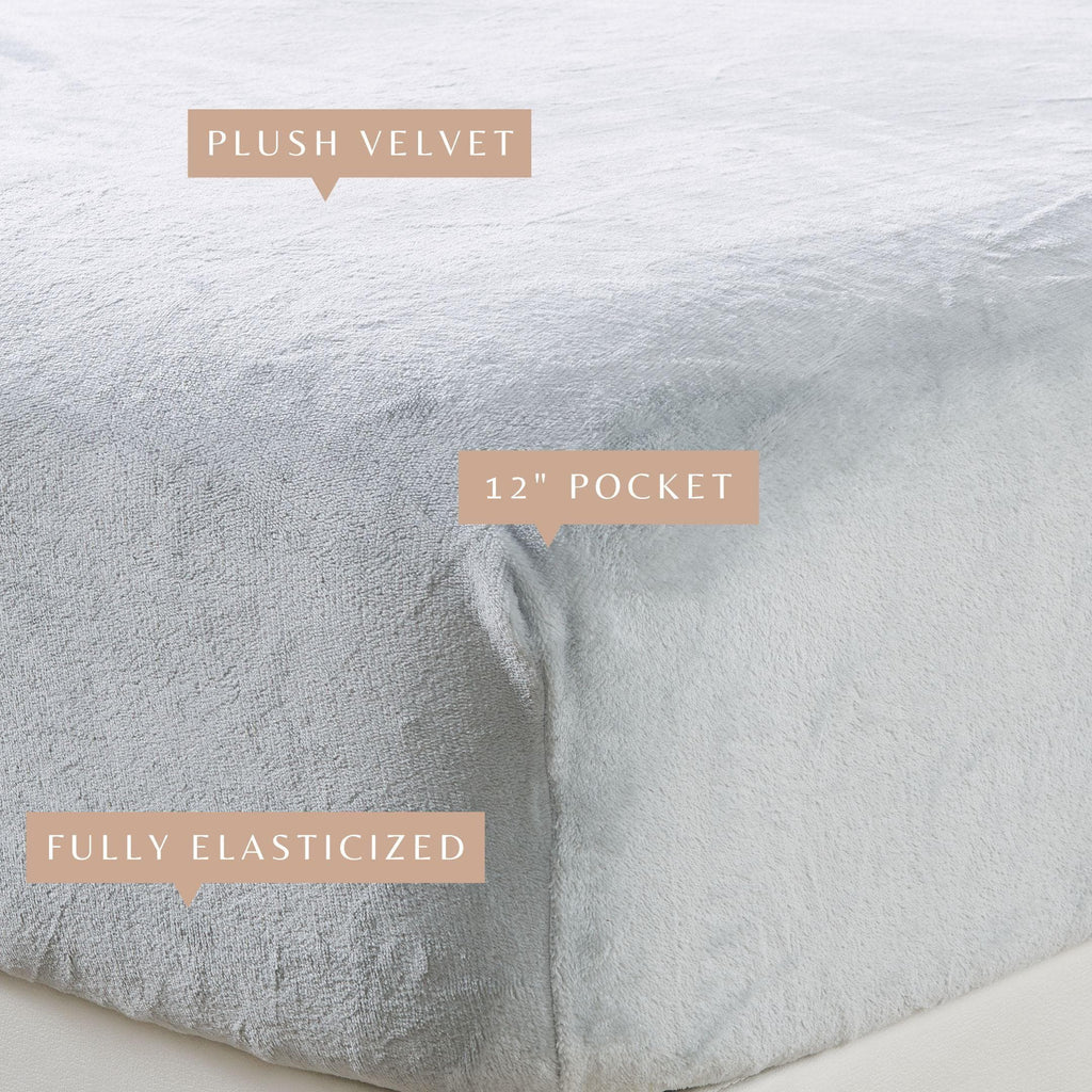 greatbayhome Bed Sheets Solid Plush Fitted Sheet - Velvet Luxe Collection 4-Piece Solid Jewel-Toned Plush Sheet | Velvet Luxe Collection By Great Bay Home