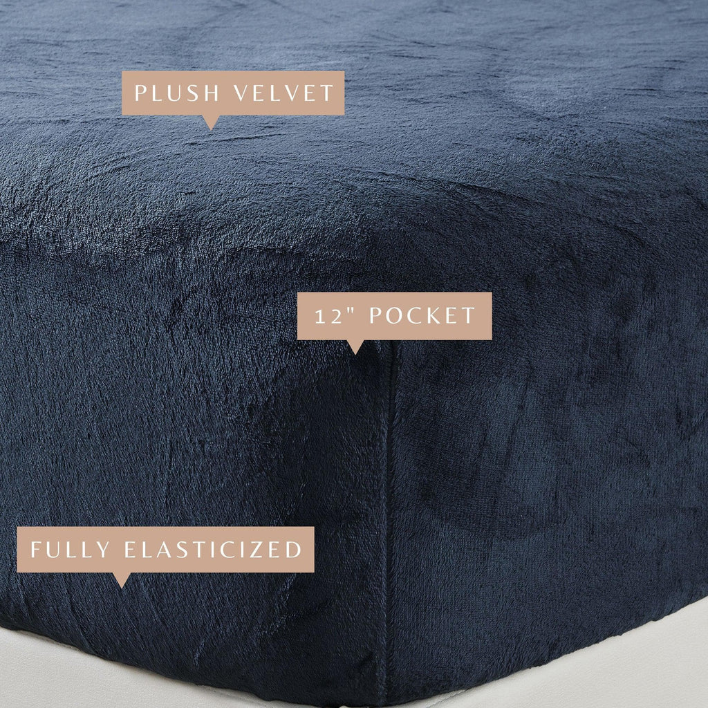 greatbayhome Bed Sheets Solid Plush Fitted Sheet - Velvet Luxe Collection 4-Piece Solid Jewel-Toned Plush Sheet | Velvet Luxe Collection By Great Bay Home