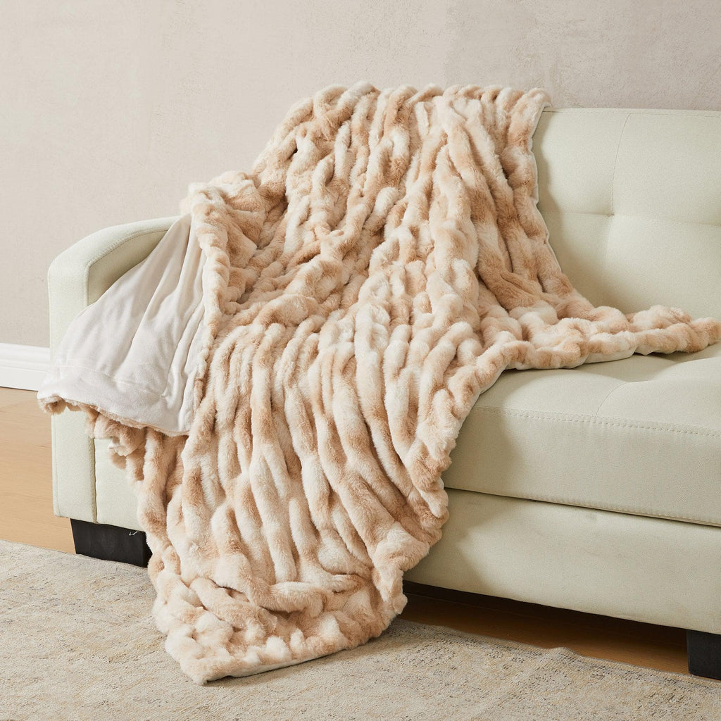 greatbayhome Blankets Ruched Faux Fur Throw Blanket - Alondra Collection Ruched Faux Fur Throw Blanket | Alondra Collection by Great Bay Home