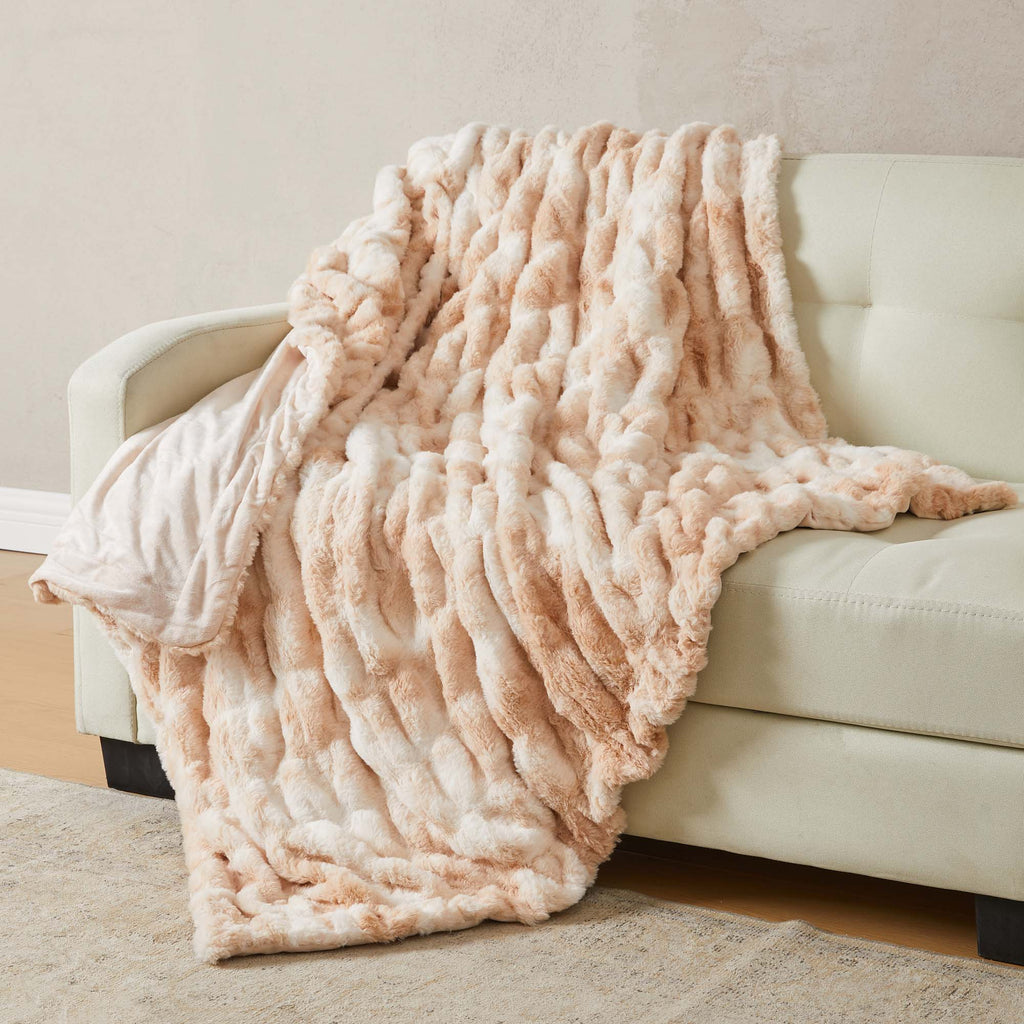 greatbayhome Blankets Ruched Faux Fur Throw Blanket - Alondra Collection Ruched Faux Fur Throw Blanket | Alondra Collection by Great Bay Home