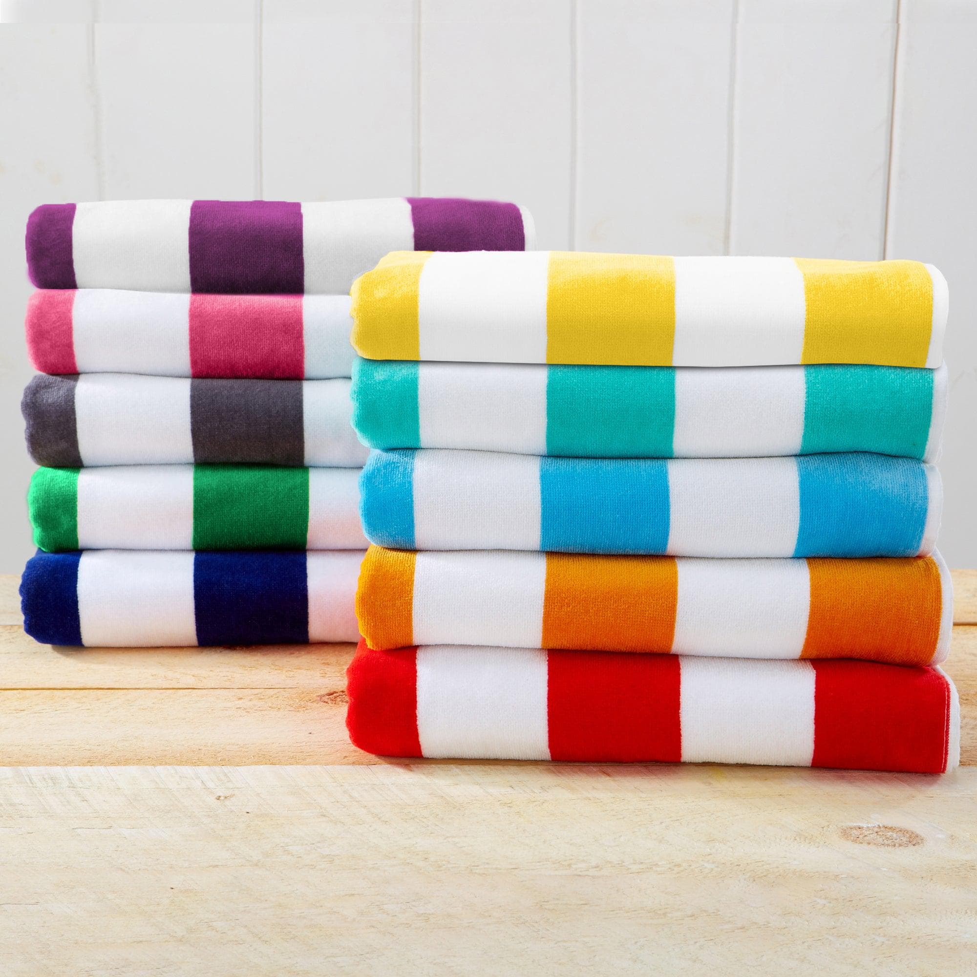 Luxury Velour Striped Beach Towel – 100% Cotton, 70x140cm, Super Soft & Absorbent