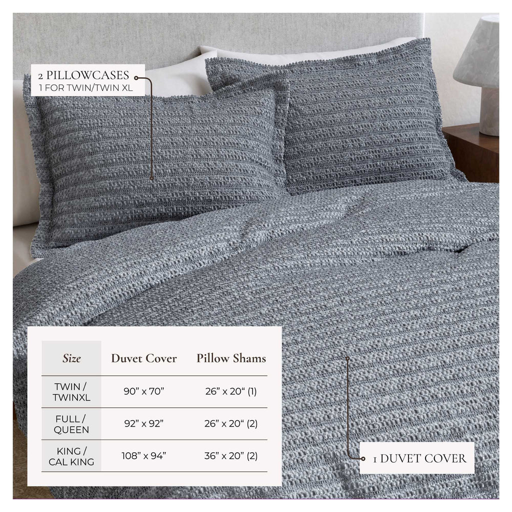 greatbayhome Duvet 100% Cotton Waffle Weave Duvet Set - Mattea Collection 100% Cotton Waffle Weave Duvet Set | Mattea Collection by Great Bay Home